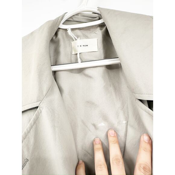 The Row Agathan Technical Nylon Gray Double Breasted Oversized Trench Coat Sz M - Picture 8 of 8